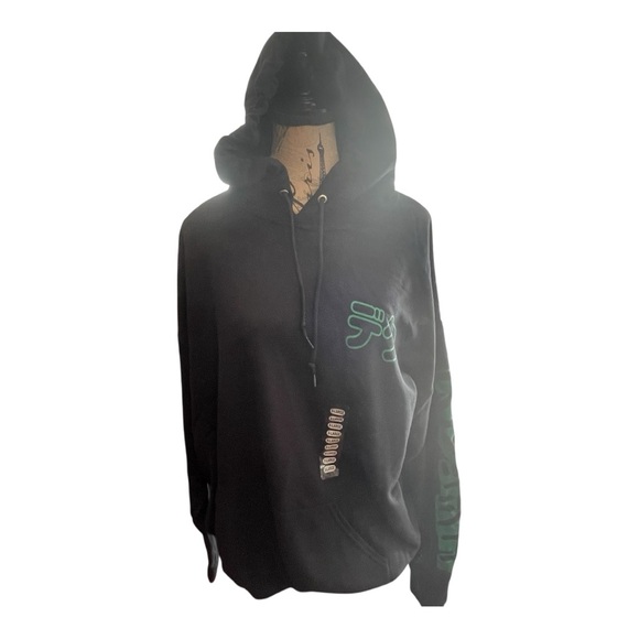 Black Hoodie with Green Graphic - Picture 3 of 8